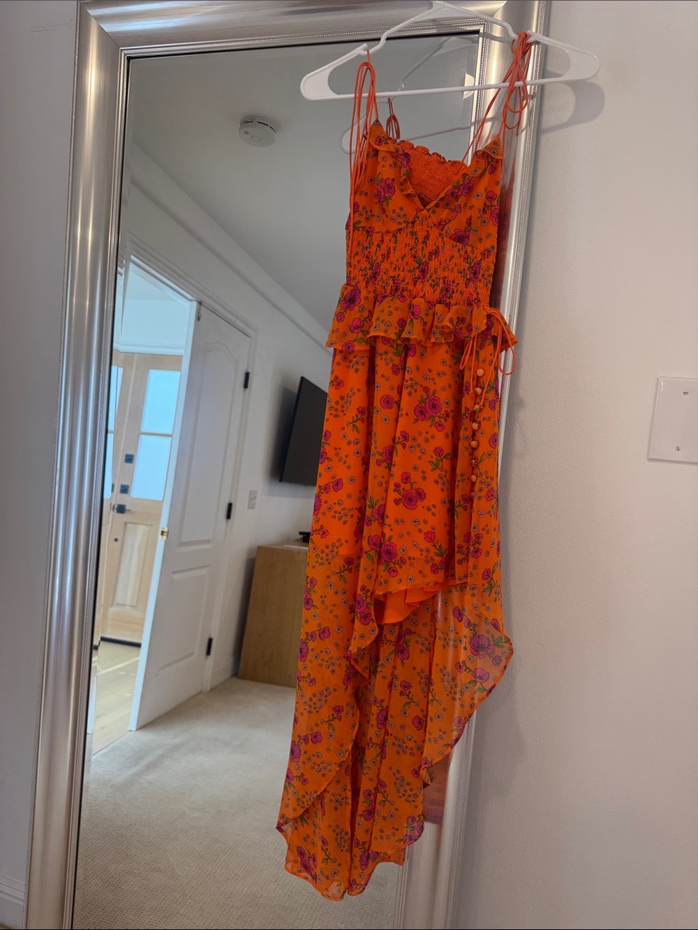 For Love & Lemons Orange Floral Maxi Dress